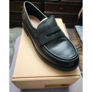 Wydr Studios Reese Low Heel Classic Loafers Shoes, Black Leather, Womens US 12WW